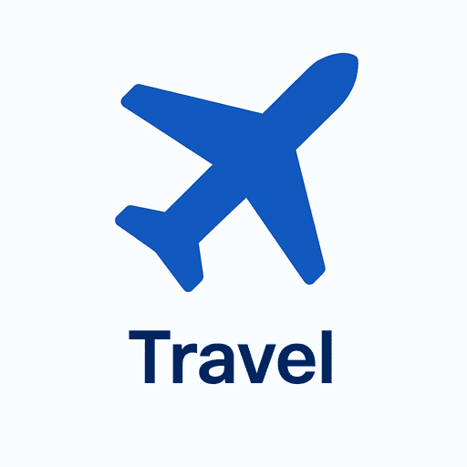 Travel icon with airplane symbol
