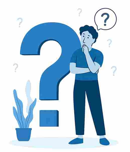 Man thinking with question mark illustration for DigitalBlogCorner blog content