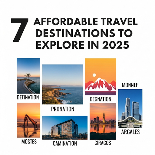 Collage of affordable travel destinations for 2025 including beaches, mountains, and city skylines – DigitalBlogCorner